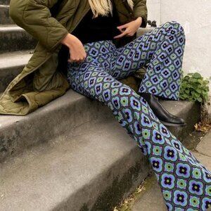 Zara Geometric Print Flared Pants XS
